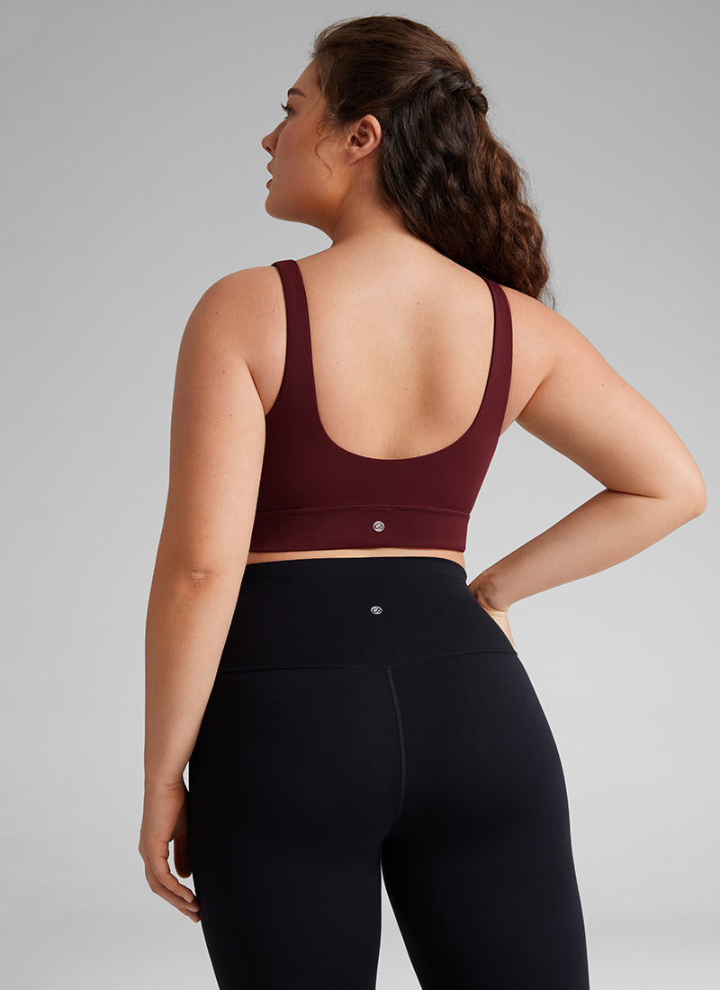 CRZ YOGA Yoga Sokongan Rendah Wanita Butterluxe Bra Sukan U Back Longline Merah Merlot