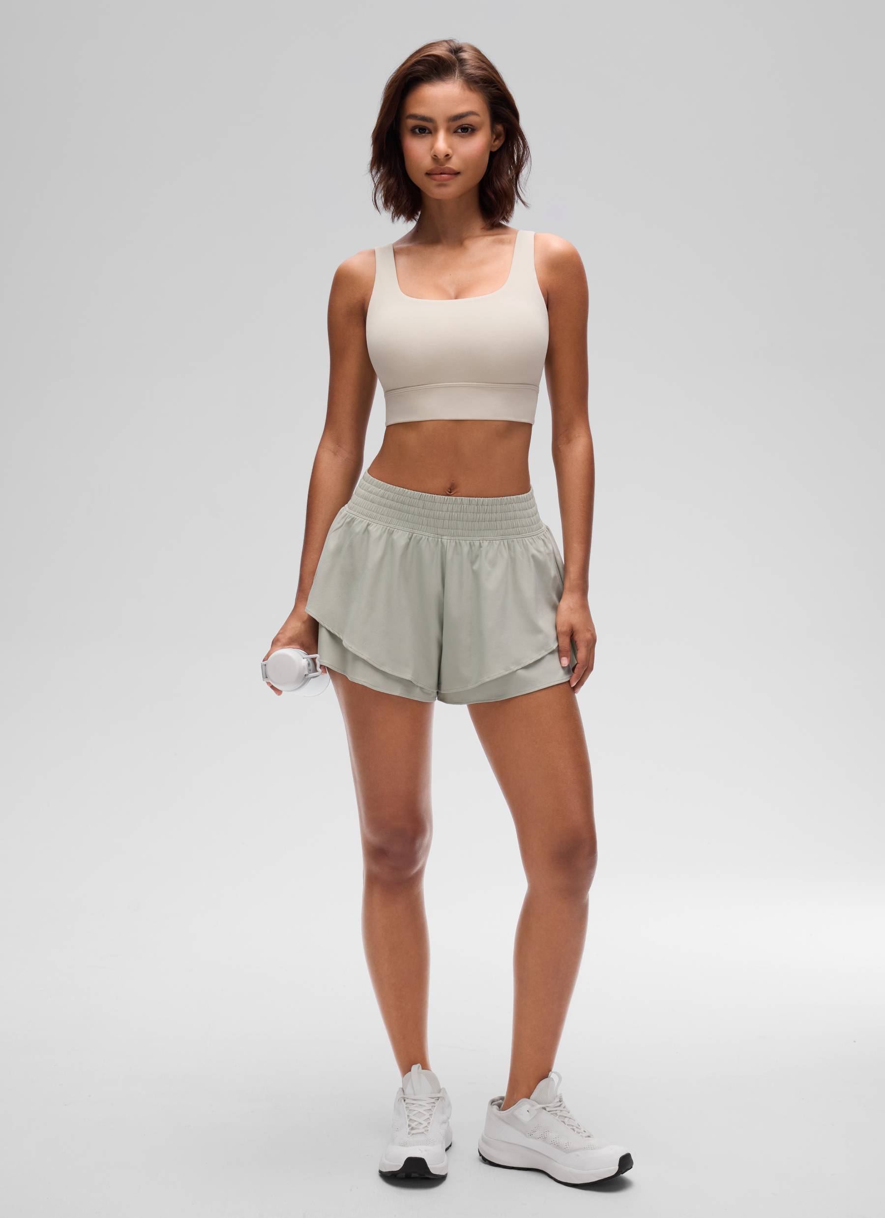 CRZ YOGA Yoga Sokongan Rendah Wanita Butterluxe Bra Sukan U Belakang Panjang Mojave Tan