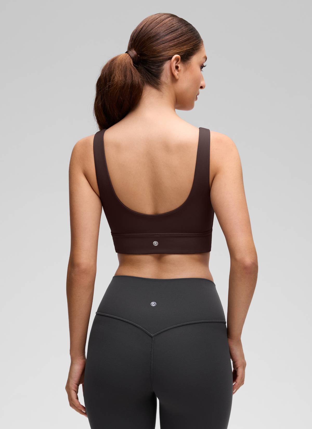 CRZ YOGA Yoga Sokongan Rendah Wanita Butterluxe Bra Sukan U Belakang Panjang Hot Fudge Coklat