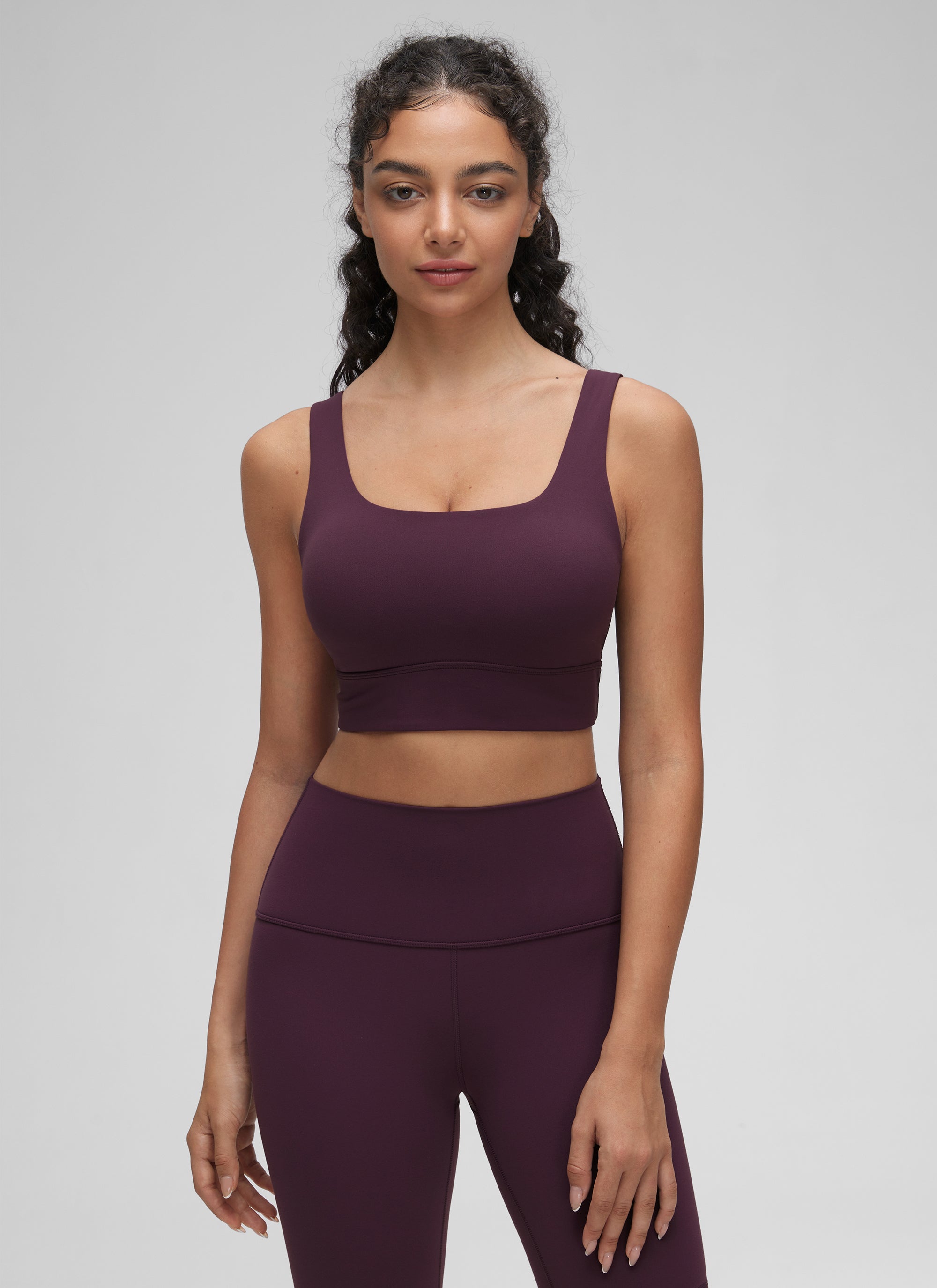 CRZ YOGA Yoga Sokongan Rendah Wanita Butterluxe Bra Sukan U Belakang Panjang Ungu Tua