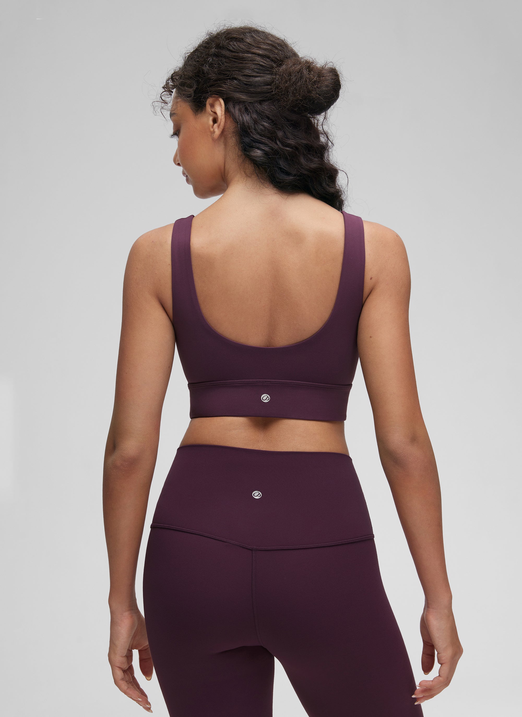 CRZ YOGA Yoga Sokongan Rendah Wanita Butterluxe Bra Sukan U Belakang Panjang Ungu Tua