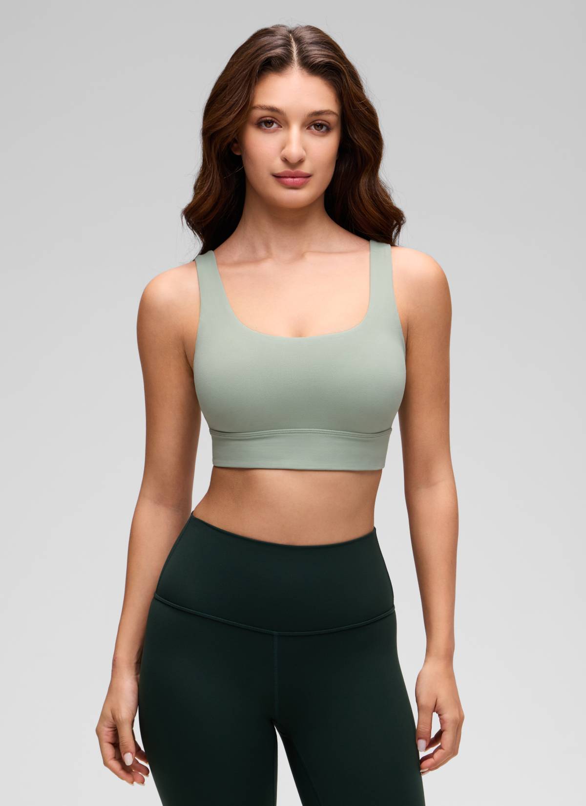 CRZ YOGA Yoga Sokongan Rendah Wanita Butterluxe Bra Sukan U Belakang Longline Green Palm Court