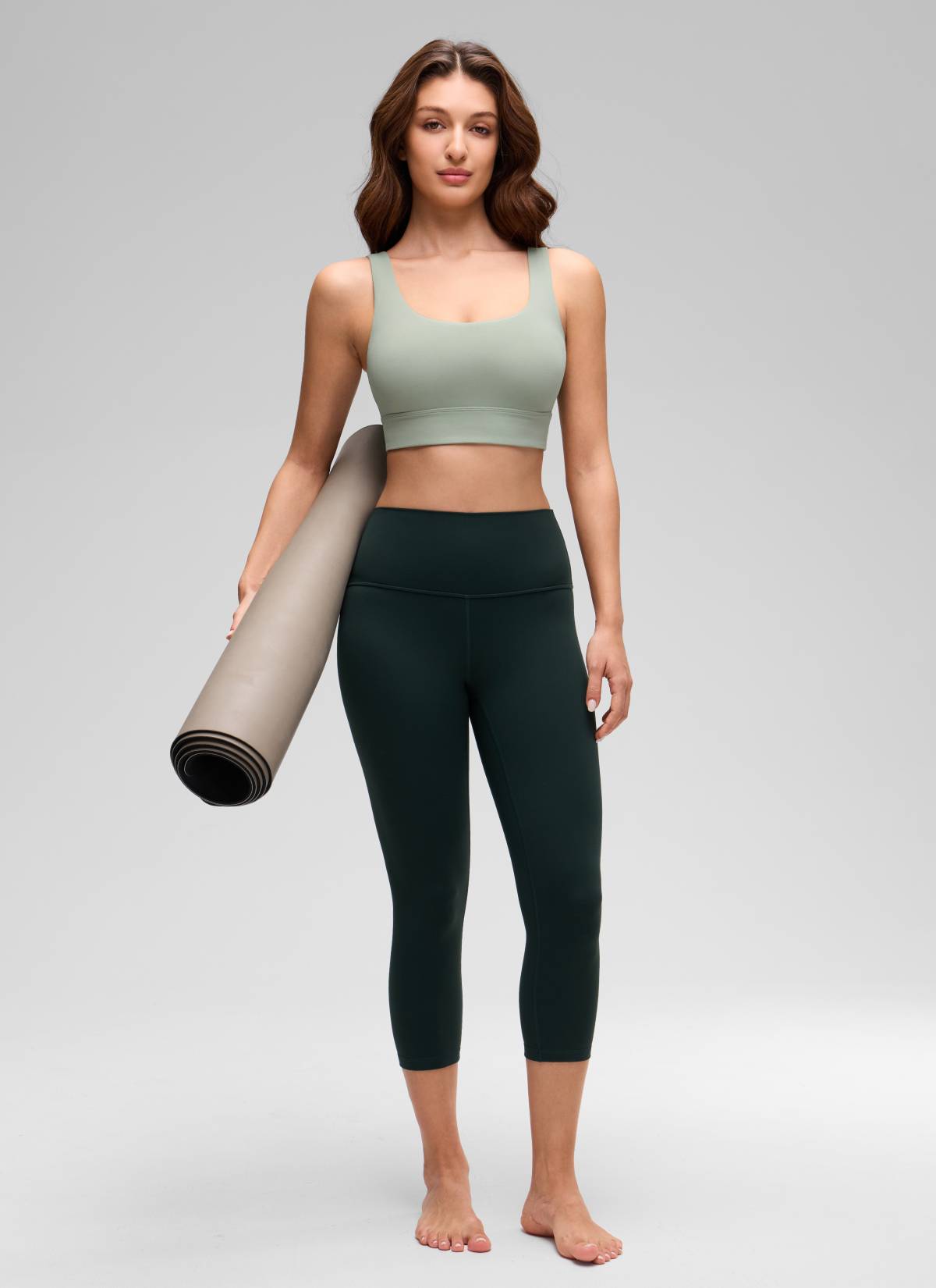 CRZ YOGA Yoga Sokongan Rendah Wanita Butterluxe Bra Sukan U Belakang Longline Green Palm Court