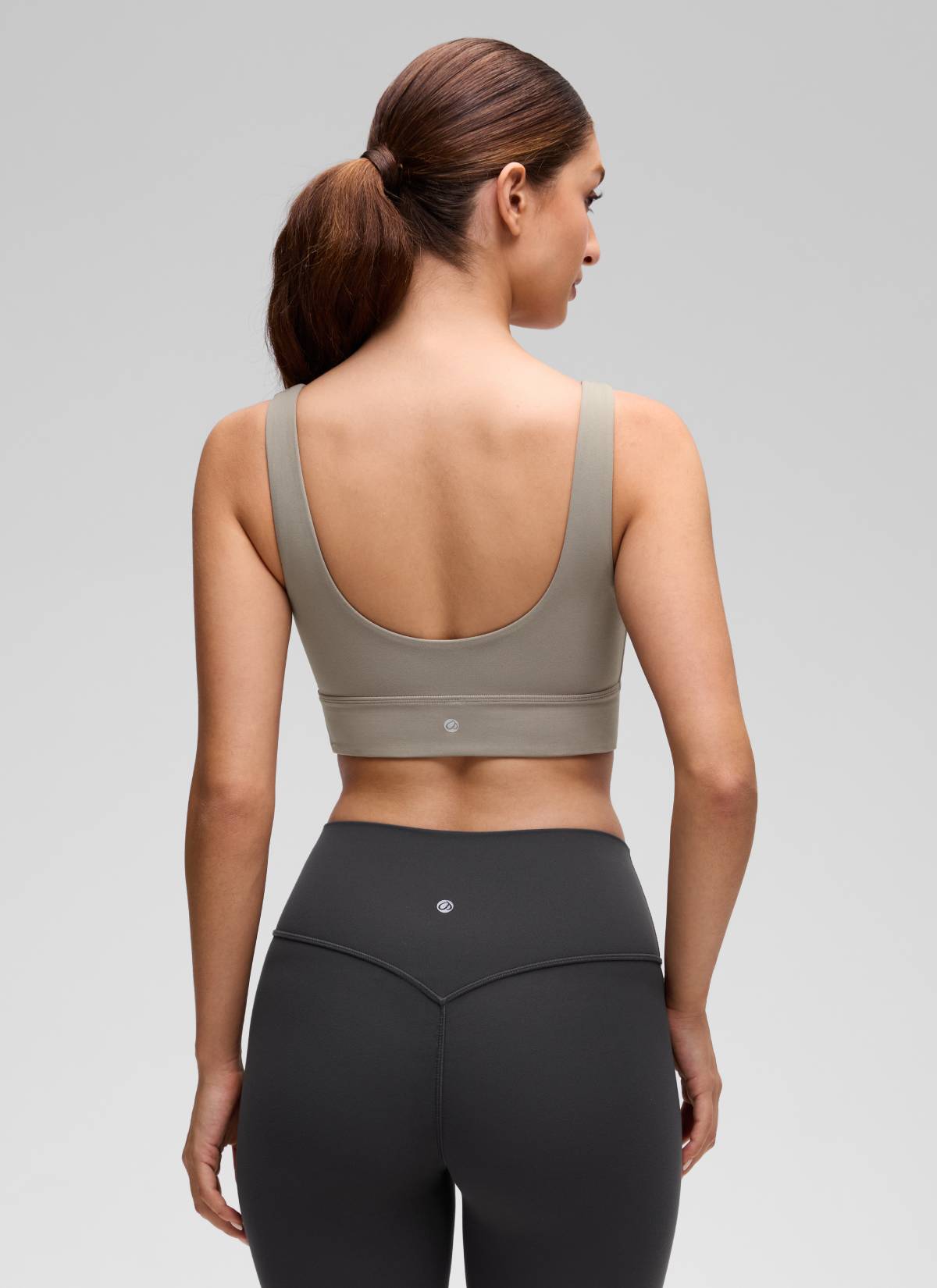 CRZ YOGA Yoga Sokongan Rendah Wanita Butterluxe Bra Sukan U Belakang Panjang Kelabu Abu Hangat