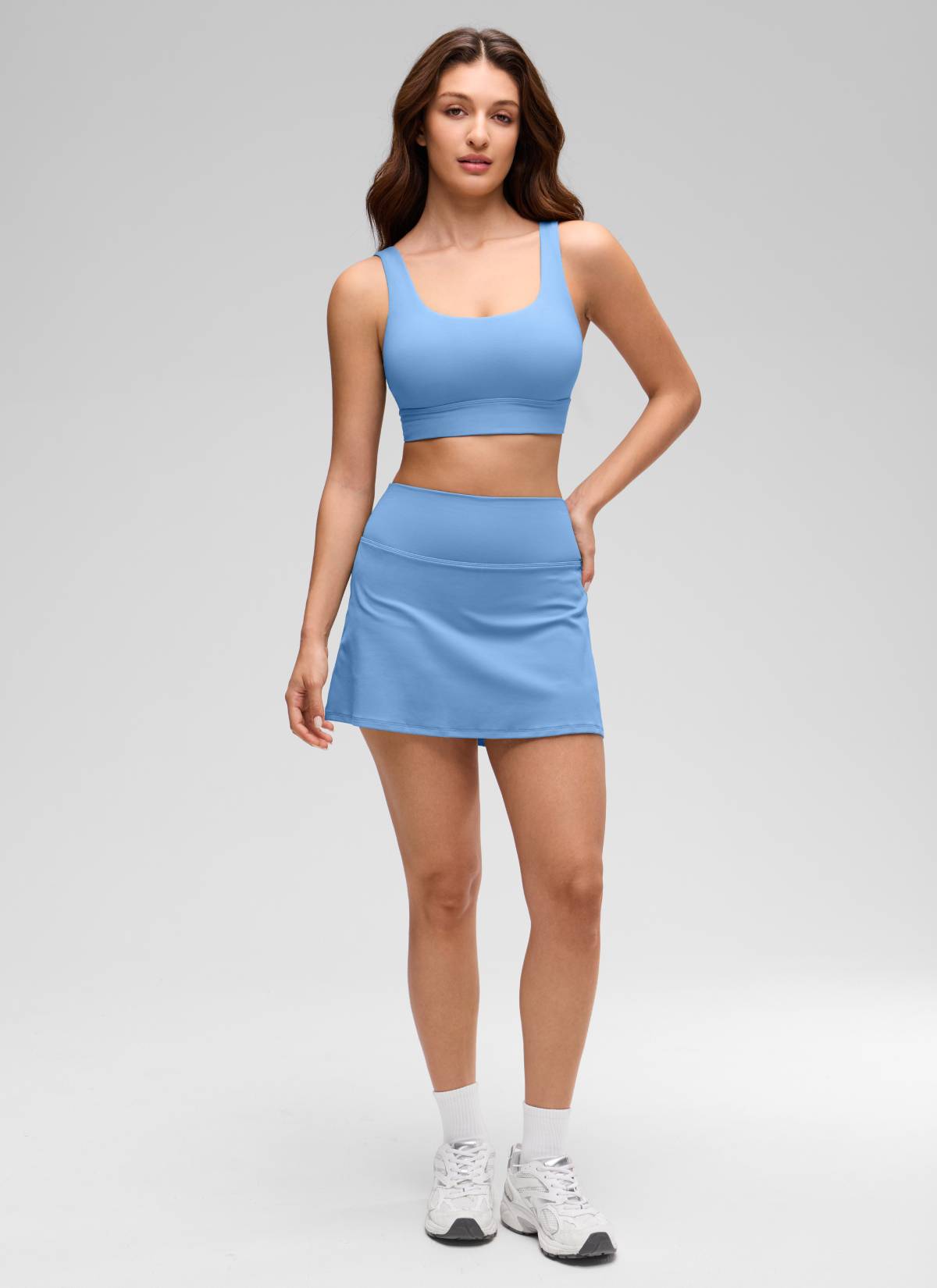 CRZ YOGA Yoga Sokongan Rendah Wanita Butterluxe Bra Sukan U Belakang Tali Panjang Pesta Biru