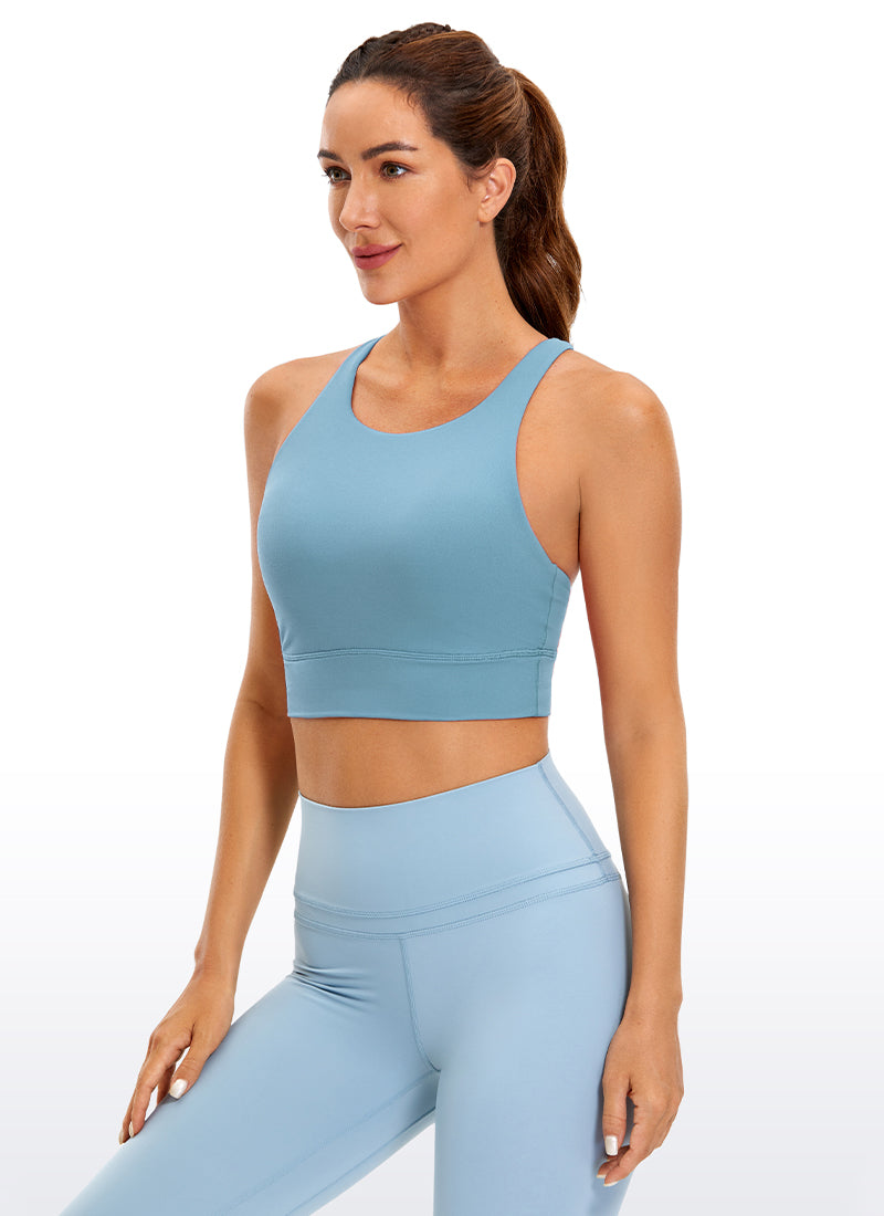 CRZ YOGA Women's Training Medium Support Butterluxe Bra Strappy back Pure Blue