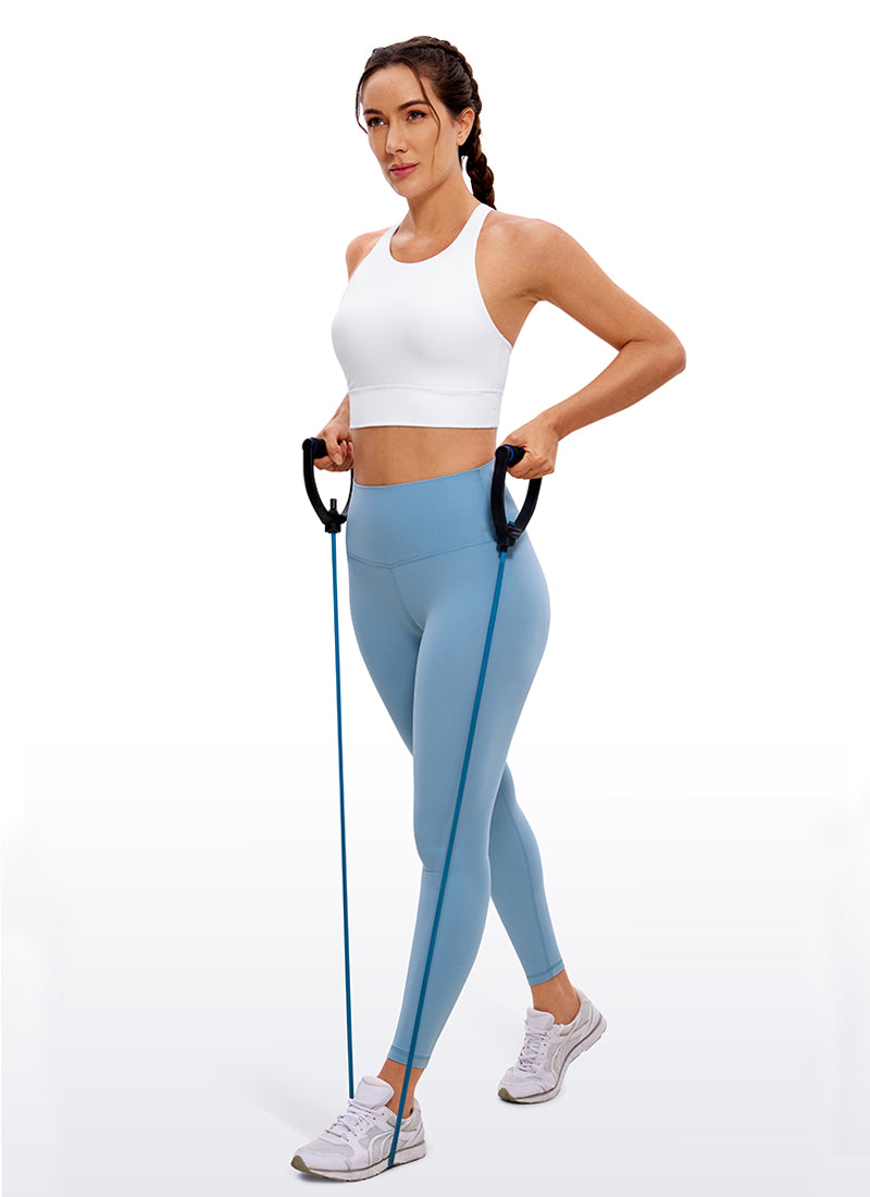 CRZ YOGA 여성 트레이닝 미디엄 서포트 Butterluxe 브라 스트래피 백 화이트