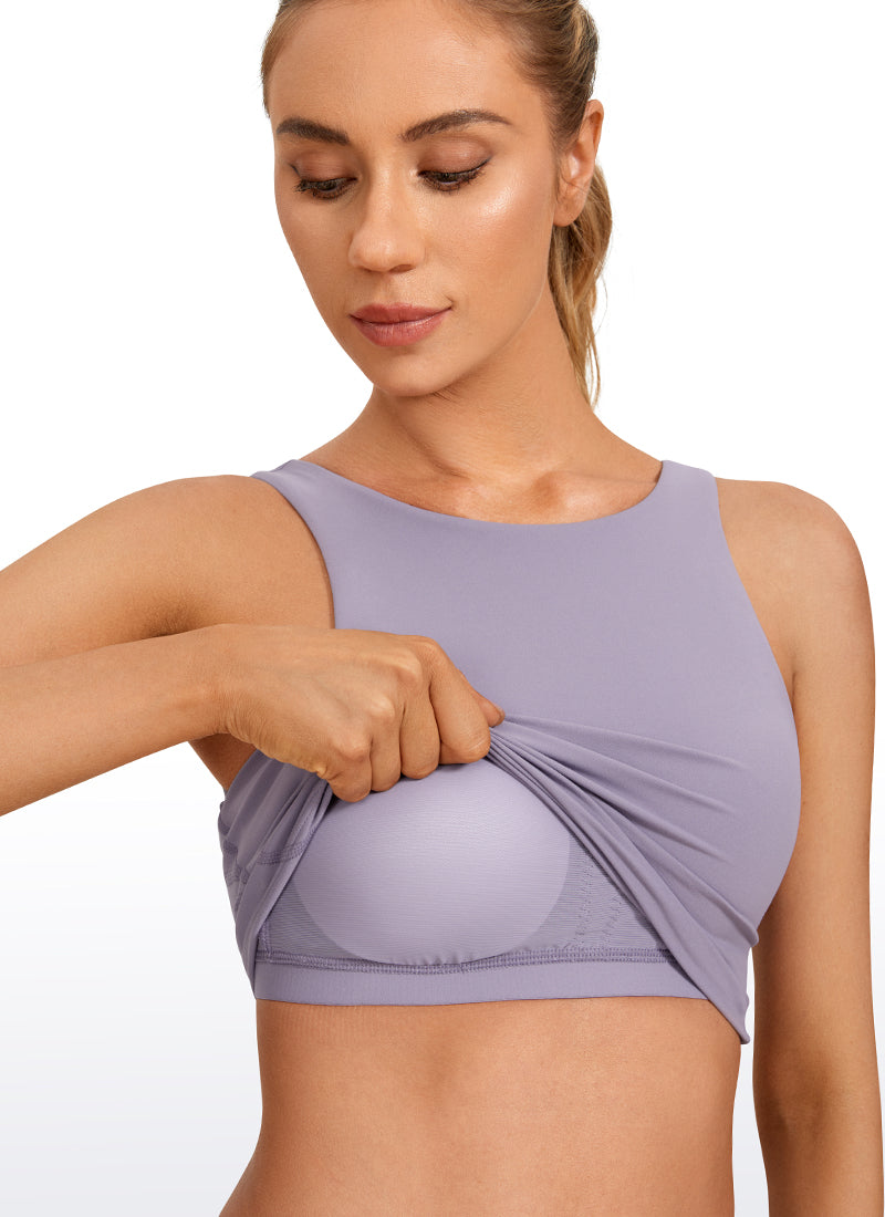 CRZ YOGA Women's Yoga Low Support Butterluxe High Neck Bra U Back Lavender Mist @model_info:V