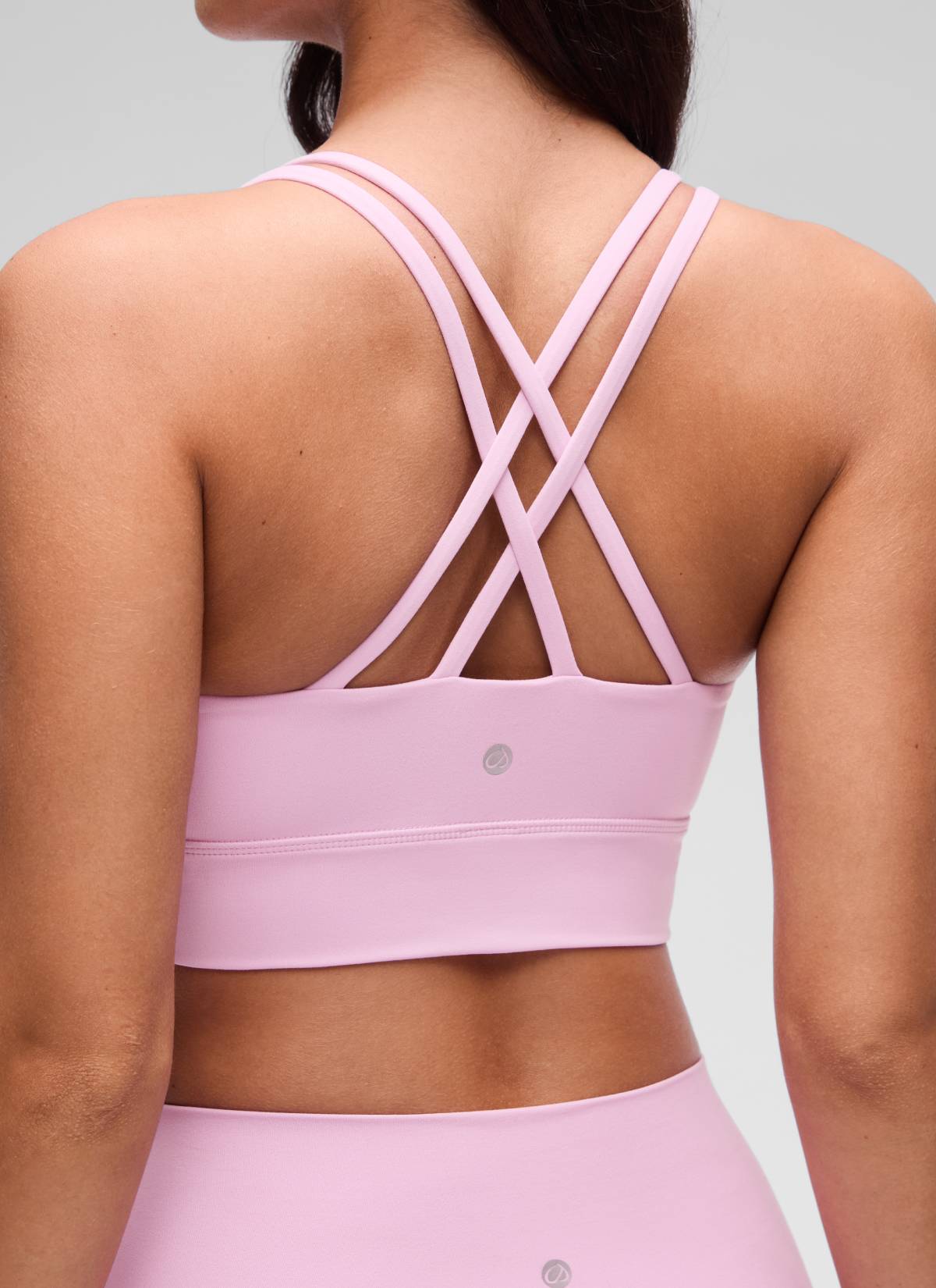 CRZ YOGA Wanita Butterluxe Bra Cawan Acuan Bertali Panjang Bersalut Silang Vita Pink