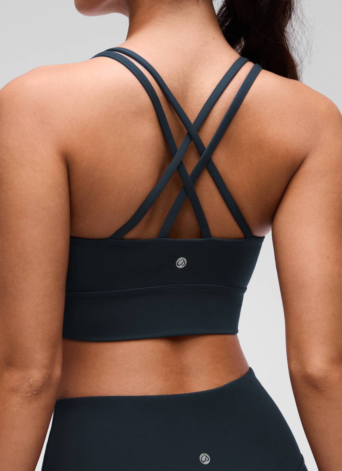 CRZ YOGA Wanita Butterluxe Bra Cawan Acuan Bertali Panjang Bersalut Silang Bertali Biru Sejati