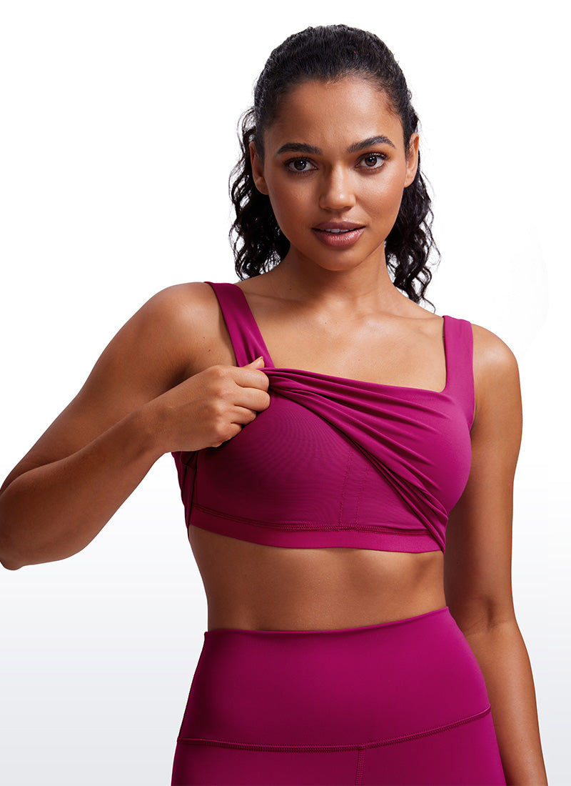CRZ YOGA Women's Yoga Low Impact Butterluxe Longline Bra Square Neck Magenta Purple