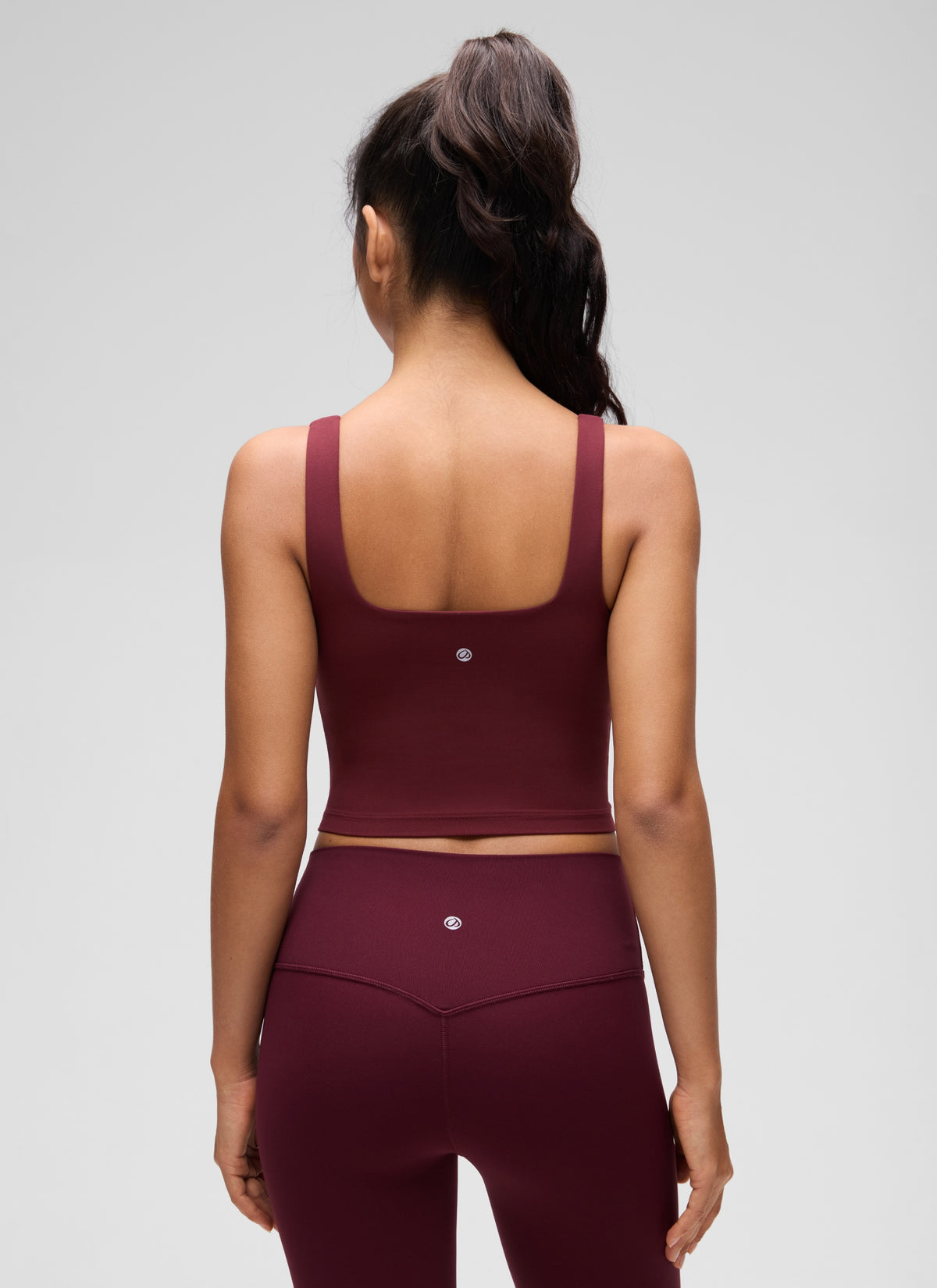 CRZ YOGA Women's Yoga Low Impact Butterluxe Longline Bra Square Neck Red Merlot @model_info:Liss