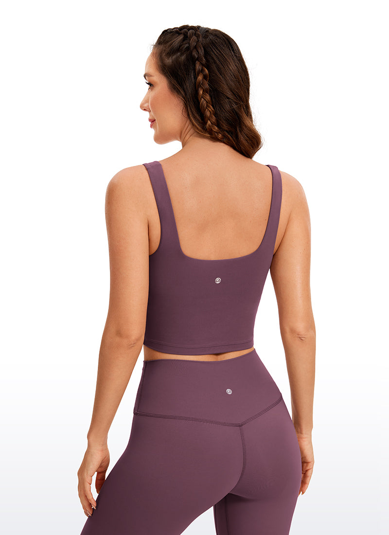 CRZ YOGA Women's Yoga Low Impact Butterluxe Longline Bra Square Neck Arctic Plum