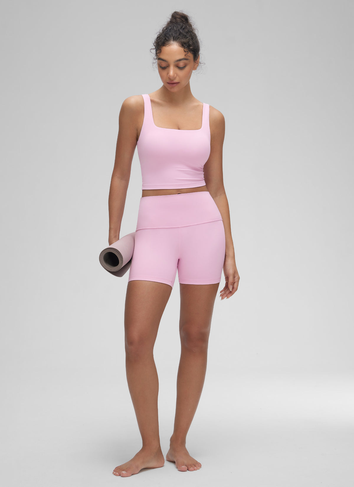 CRZ YOGA Women's Yoga Low Impact Butterluxe Longline Bra Square Neck Vita Pink @model_info:Anano