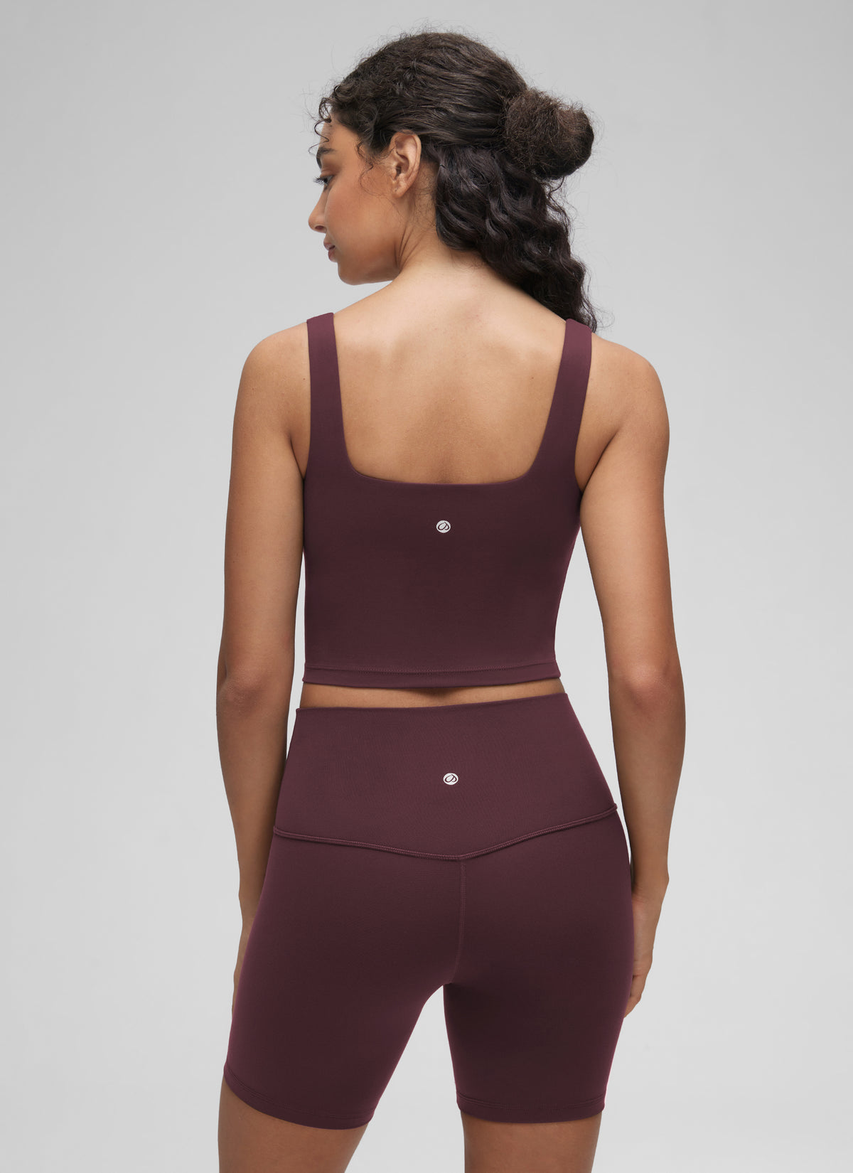 CRZ YOGA Women's Yoga Low Impact Butterluxe Longline Bra Square Neck Ripe Plum @model_info:Anano