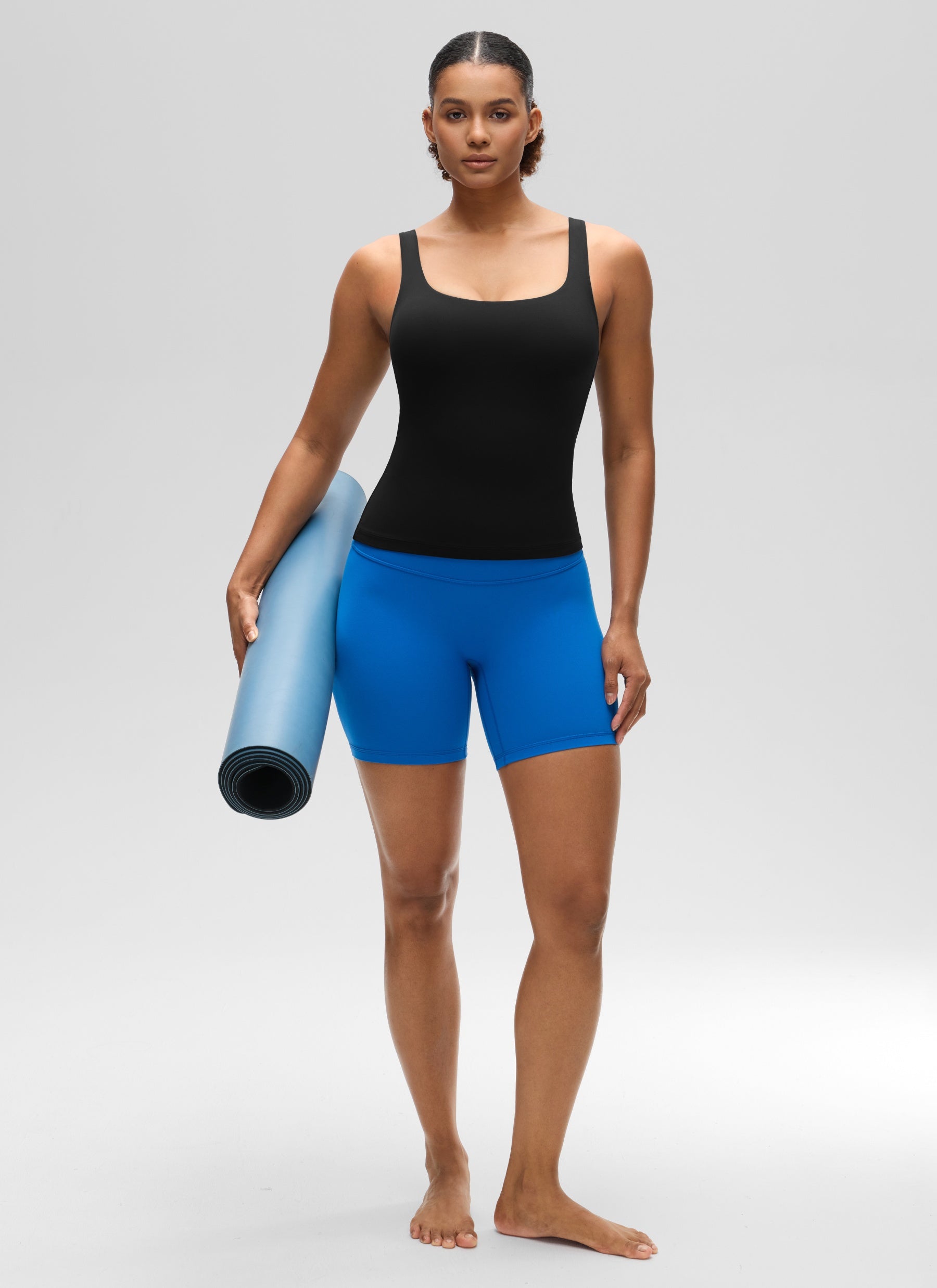 Baju Atasan SlimFit Wanita CRZ YOGA Butterluxe Bra Terbina Dalam Leher U Tank Hitam