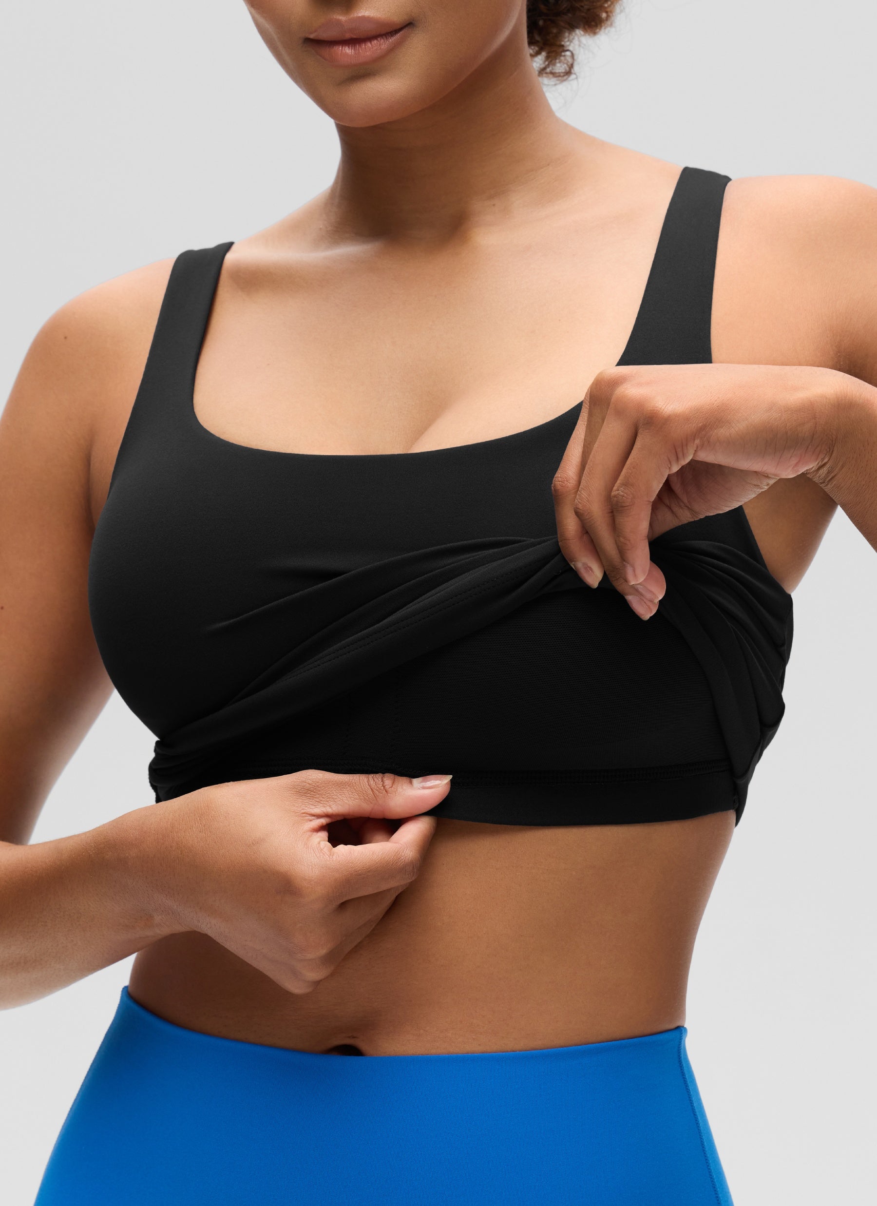 Baju Atasan SlimFit Wanita CRZ YOGA Butterluxe Bra Terbina Dalam Leher U Tank Hitam