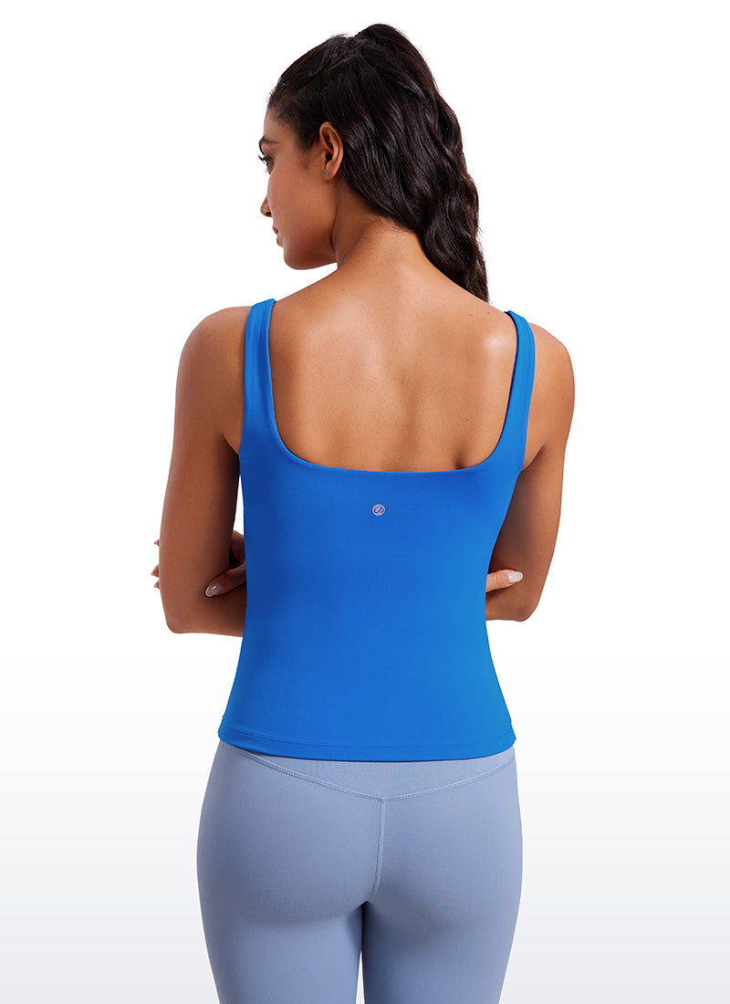 Áo thun nữ CRZ YOGA SlimFit, kiểu áo ba lỗ cổ chữ U có áo lót tích hợp, họa tiết “ Butterluxe ”, màu xanh lấp lánh