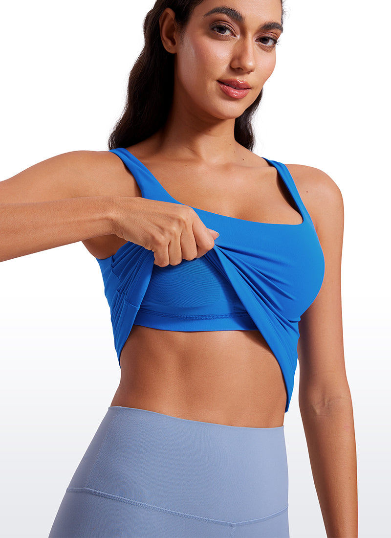 Áo thun nữ CRZ YOGA SlimFit, kiểu áo ba lỗ cổ chữ U có áo lót tích hợp, họa tiết “ Butterluxe ”, màu xanh lấp lánh
