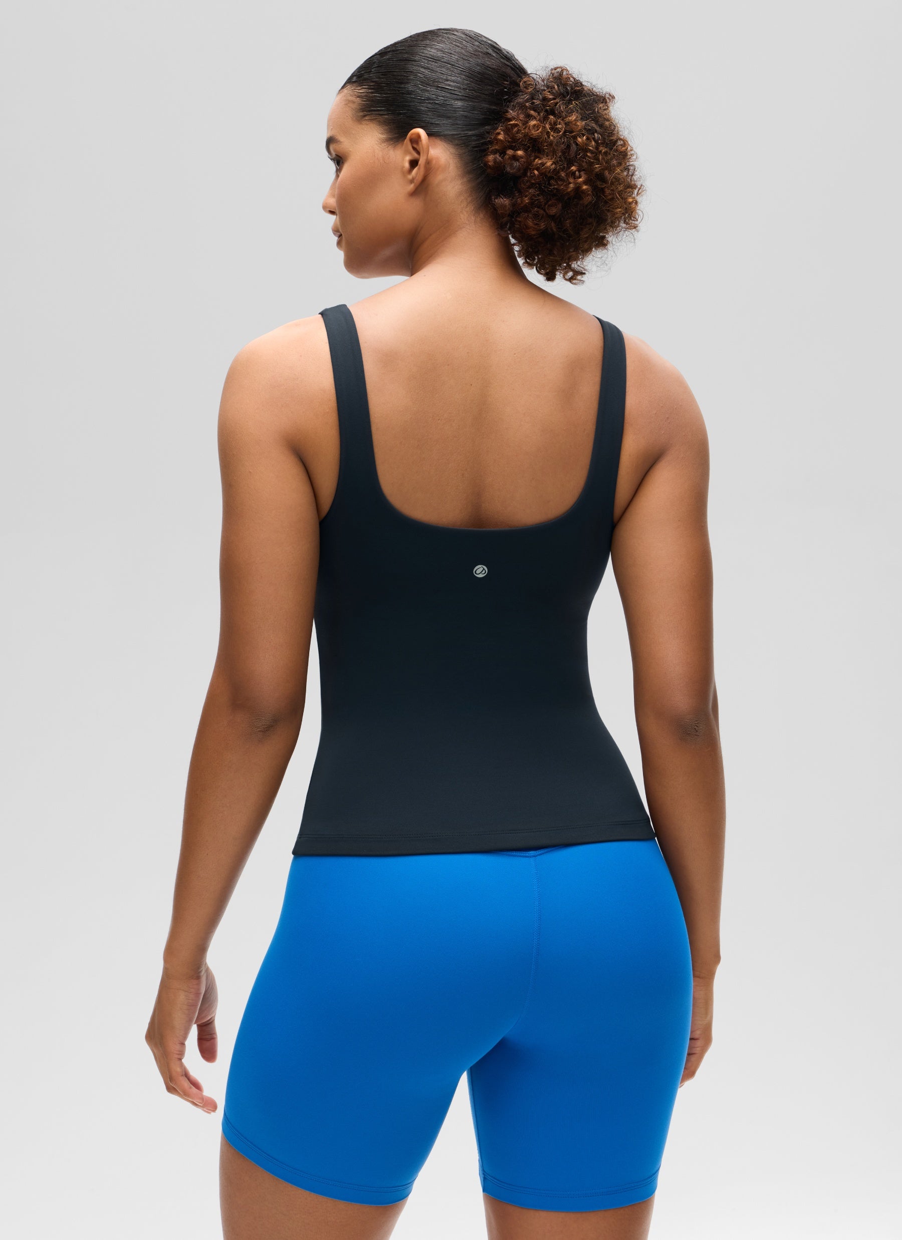 Baju Atasan SlimFit Wanita CRZ YOGA Butterluxe Bra Terbina Dalam Leher U Tangki Tentera Laut Sejati