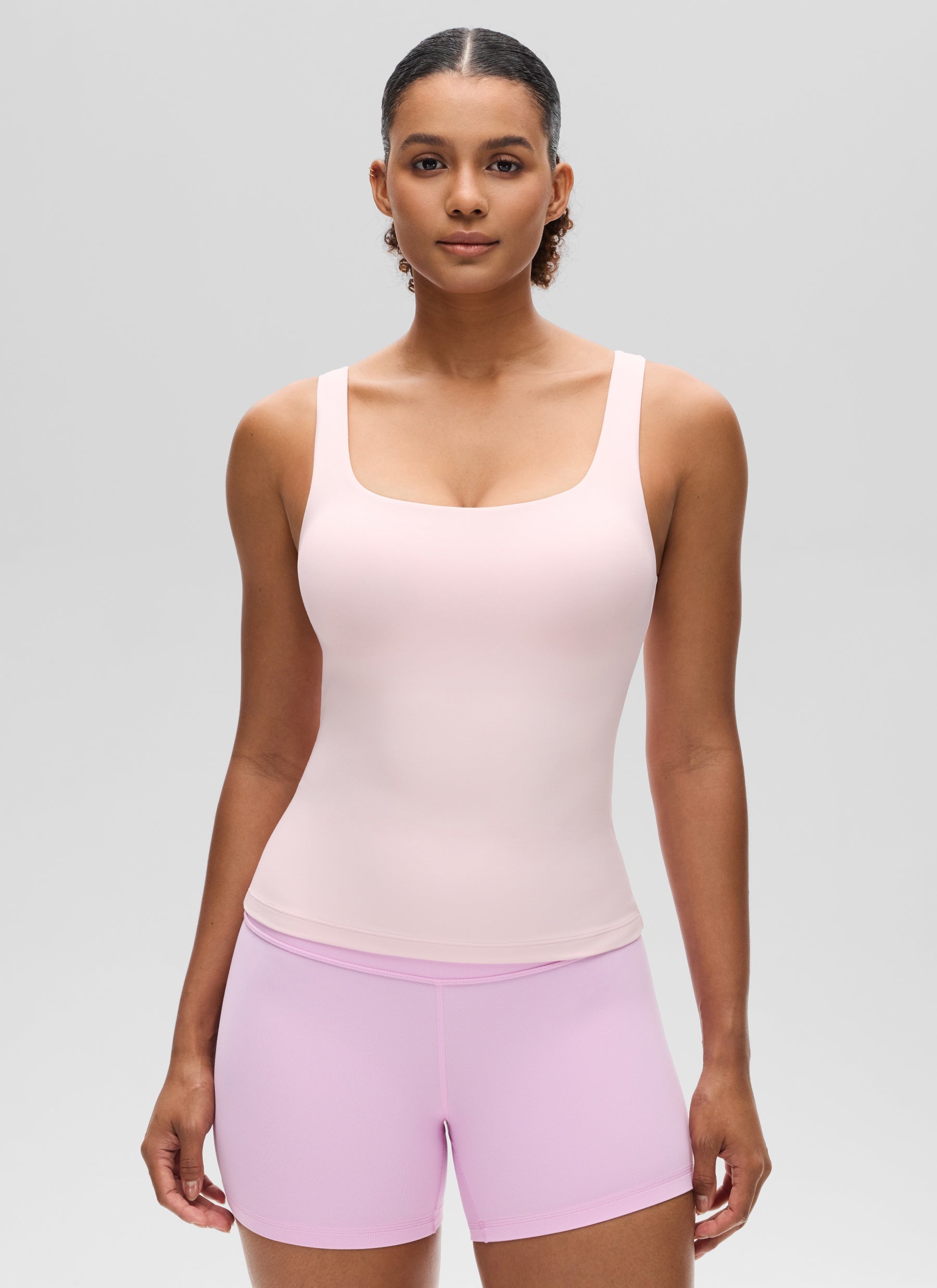Baju Atasan SlimFit Wanita CRZ YOGA Butterluxe Bra Terbina Dalam Leher U Tangki Strawberi Merah Jambu