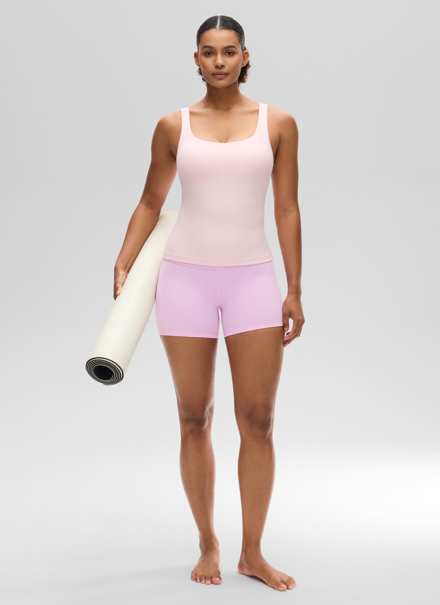 Baju Atasan SlimFit Wanita CRZ YOGA Butterluxe Bra Terbina Dalam Leher U Tangki Strawberi Merah Jambu