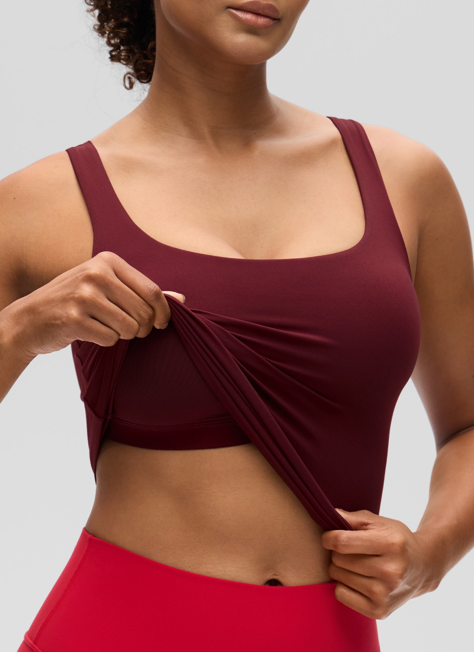 Baju Atasan SlimFit Wanita CRZ YOGA Butterluxe Bra Terbina Dalam U Neck Tanks Red Merlot