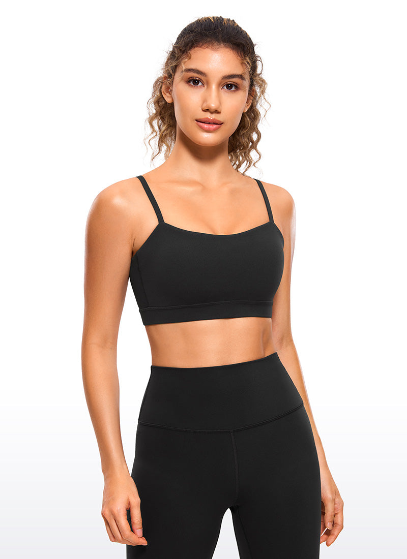 CRZ YOGA Bra Olahraga Wanita dengan Tali Tipis Model Spaghetti yang Dapat Disesuaikan, " Butterluxe  ", Warna Hitam