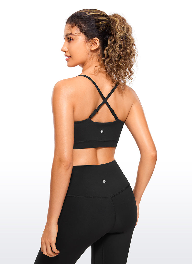 CRZ YOGA Bra Olahraga Wanita dengan Tali Tipis Model Spaghetti yang Dapat Disesuaikan, " Butterluxe  ", Warna Hitam