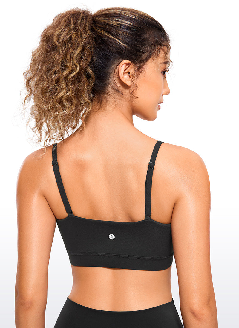 CRZ YOGA Bra Olahraga Wanita dengan Tali Tipis Model Spaghetti yang Dapat Disesuaikan, " Butterluxe  ", Warna Hitam