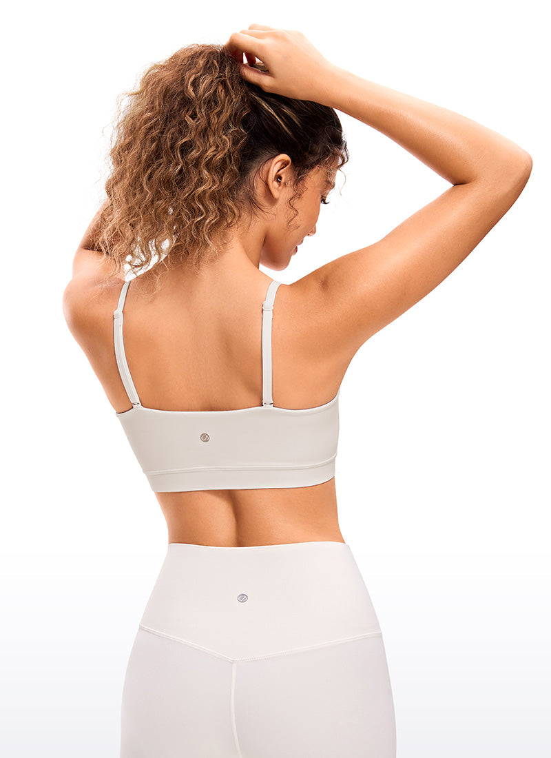 CRZ YOGA Bra Olahraga Wanita dengan Tali Tipis Model Spaghetti yang Dapat Disesuaikan, Tipe " Butterluxe  ", Warna Putih dan Aprikot