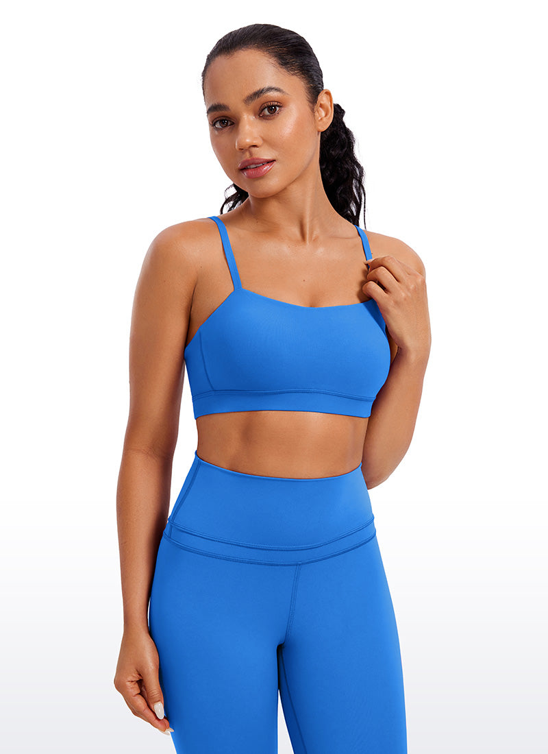 CRZ YOGA Bra Olahraga Wanita dengan Tali Tipis Model Spaghetti yang Dapat Disesuaikan, " Butterluxe  ", Warna Biru Berkilau