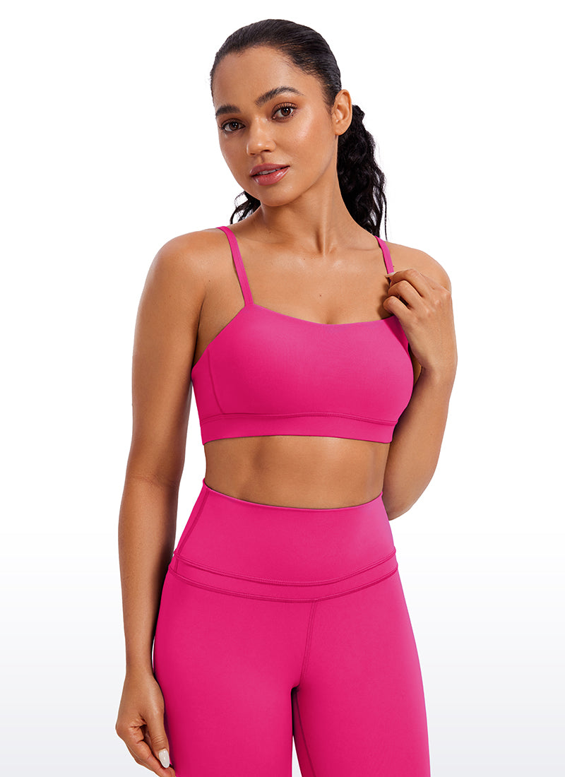 CRZ YOGA Bra Olahraga Wanita dengan Tali Tipis Model Spaghetti yang Dapat Disesuaikan, " Butterluxe  ", Warna Granita Pink