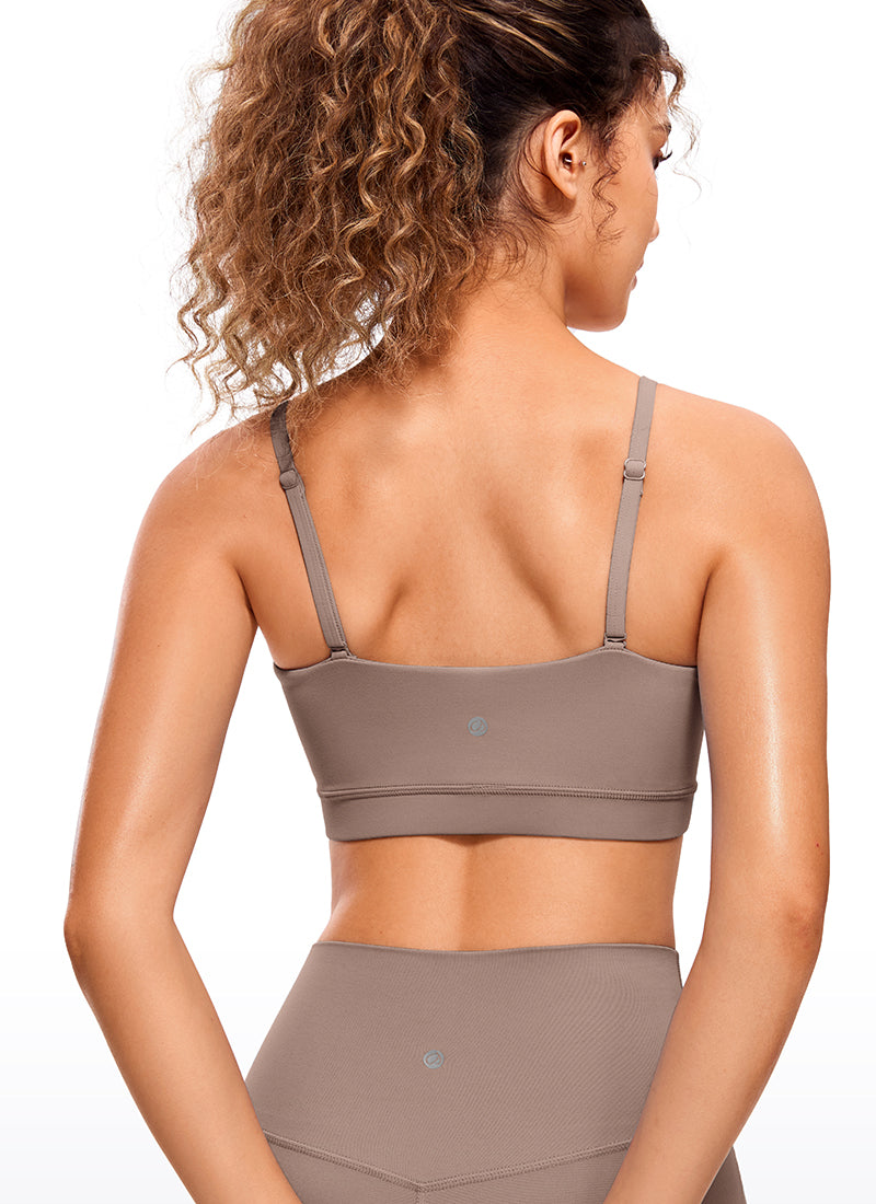 CRZ YOGA Bra Olahraga Wanita dengan Tali Tipis Model Spaghetti yang Dapat Disesuaikan, Tipe " Butterluxe  ", Warna Cokelat-Ungu