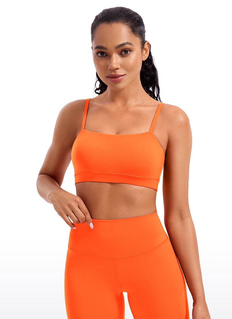 CRZ YOGA Bra Olahraga Wanita dengan Tali Tipis Model Spaghetti yang Dapat Disesuaikan, " Butterluxe  ", Warna Oranye Neon