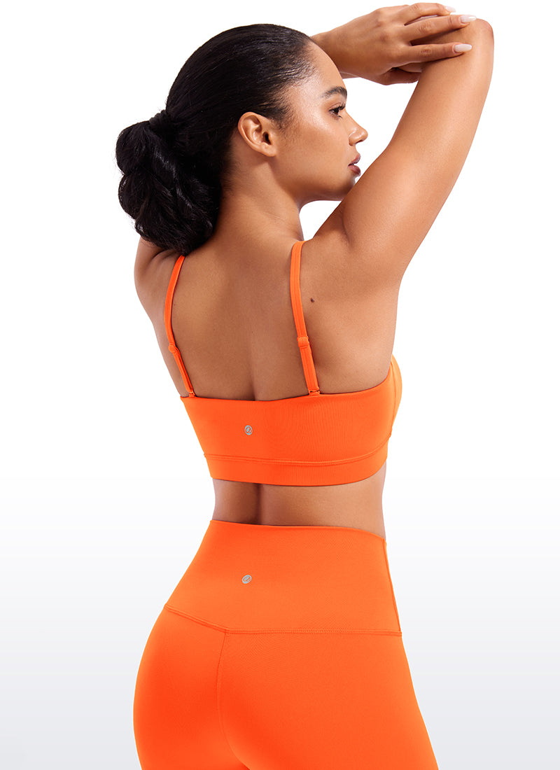 CRZ YOGA Bra Olahraga Wanita dengan Tali Tipis Model Spaghetti yang Dapat Disesuaikan, " Butterluxe  ", Warna Oranye Neon