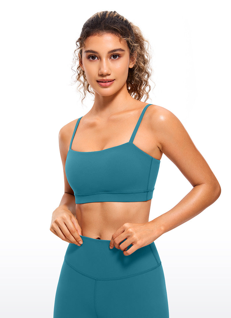 CRZ YOGA Bra Olahraga Wanita dengan Tali Tipis Model Spaghetti yang Dapat Disesuaikan, " Butterluxe  ", Warna Hijau Borealis