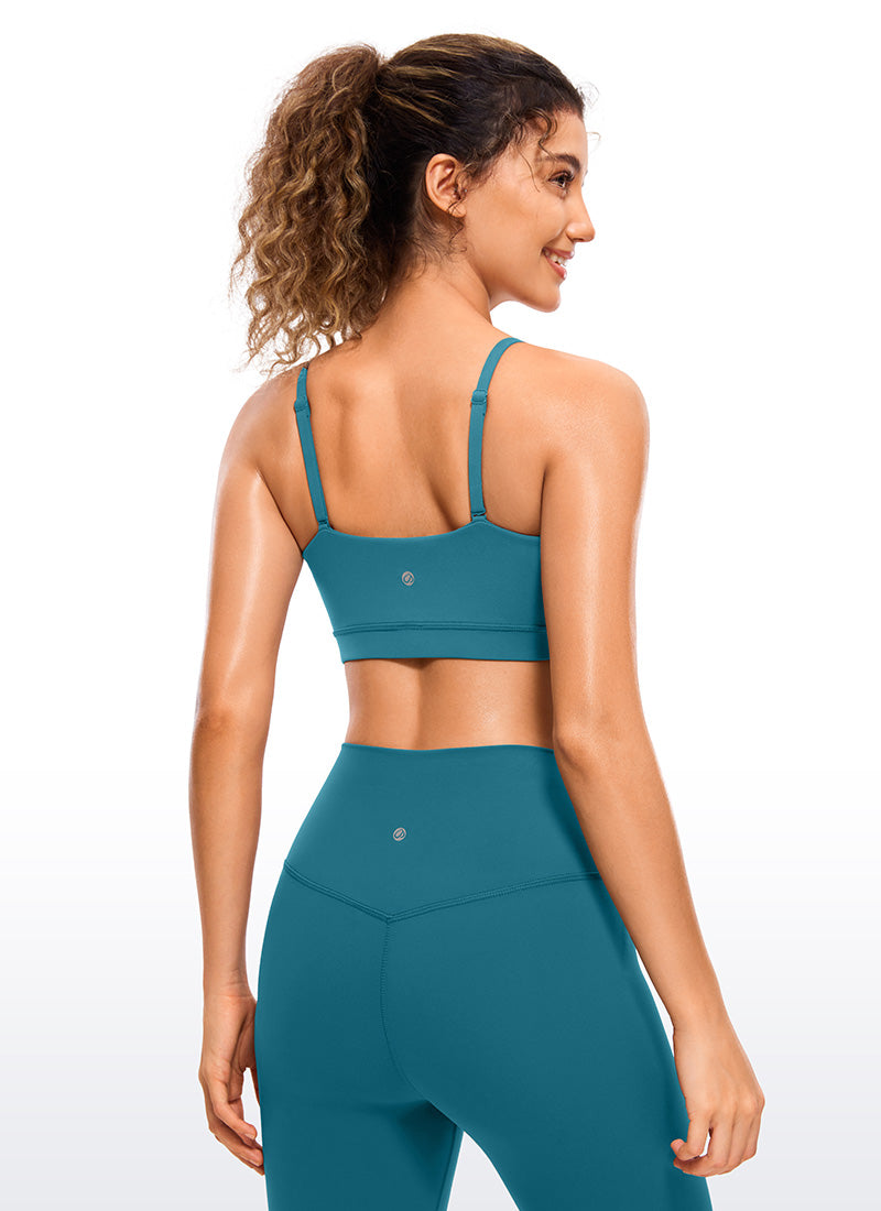 CRZ YOGA Bra Olahraga Wanita dengan Tali Tipis Model Spaghetti yang Dapat Disesuaikan, " Butterluxe  ", Warna Hijau Borealis