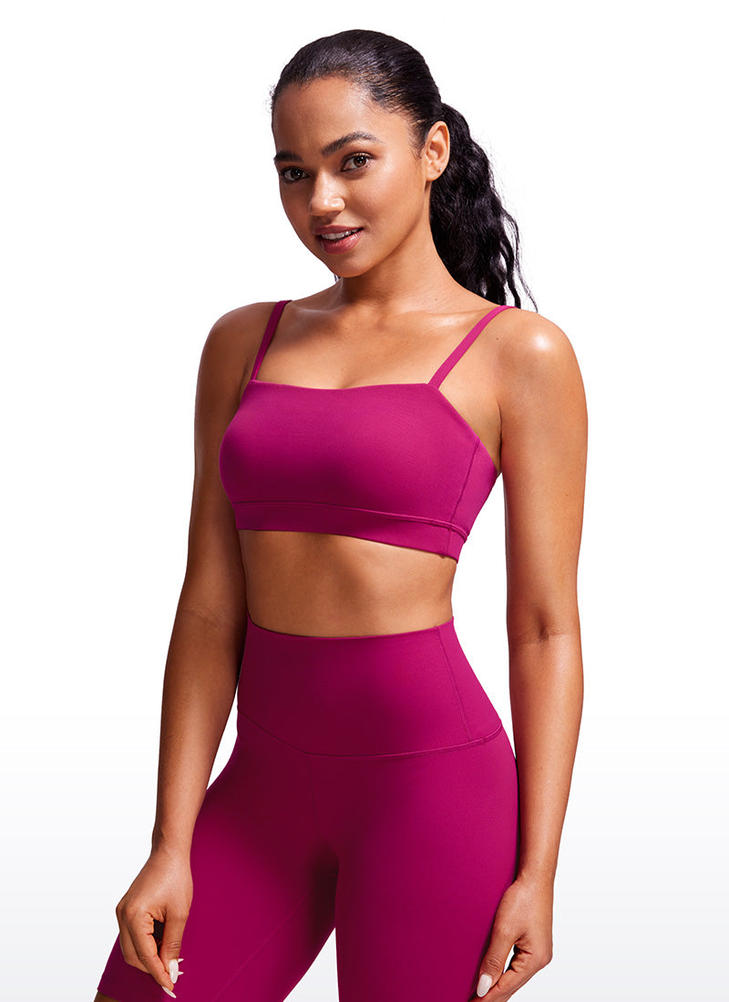 CRZ YOGA Bra Olahraga Wanita dengan Tali Tipis Model Spaghetti yang Dapat Disesuaikan, Tipe " Butterluxe  ", Warna Magenta Ungu