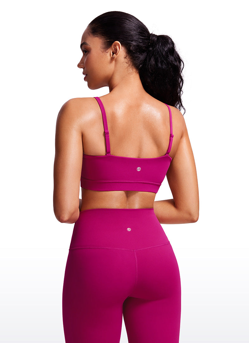 CRZ YOGA Bra Olahraga Wanita dengan Tali Tipis Model Spaghetti yang Dapat Disesuaikan, Tipe " Butterluxe  ", Warna Magenta Ungu