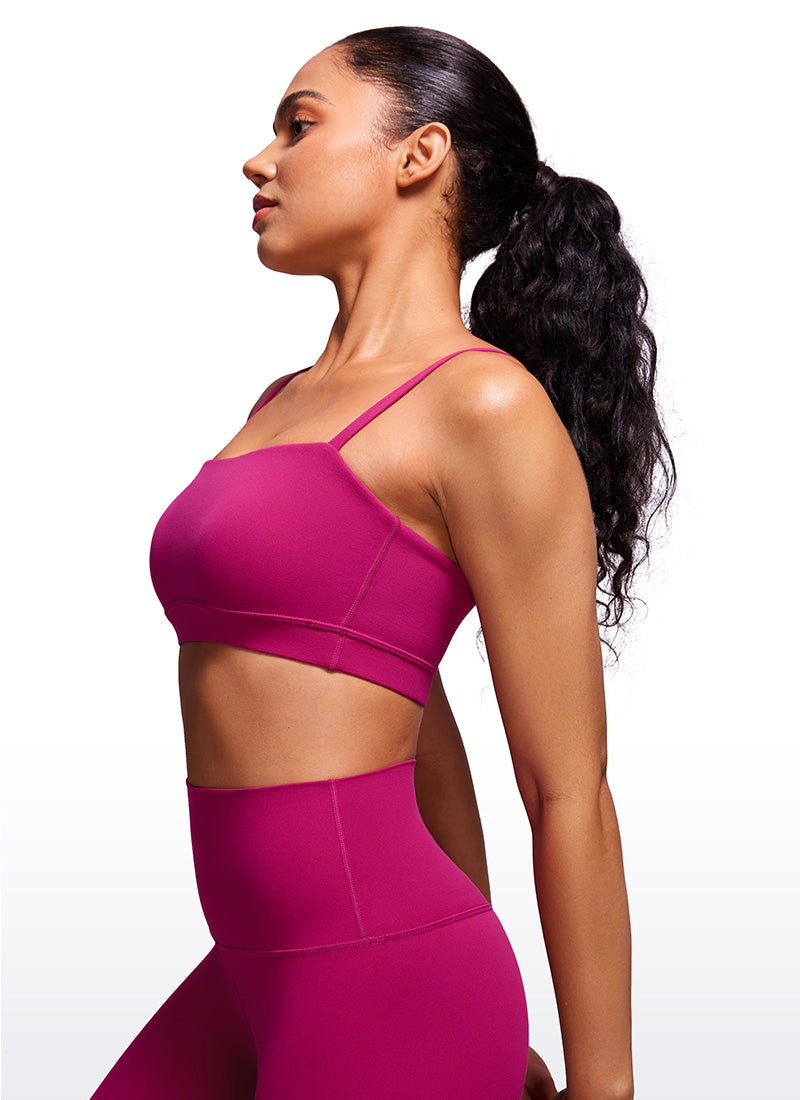 CRZ YOGA Bra Olahraga Wanita dengan Tali Tipis Model Spaghetti yang Dapat Disesuaikan, Tipe " Butterluxe  ", Warna Magenta Ungu