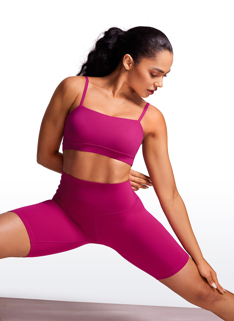 CRZ YOGA Bra Olahraga Wanita dengan Tali Tipis Model Spaghetti yang Dapat Disesuaikan, Tipe " Butterluxe  ", Warna Magenta Ungu