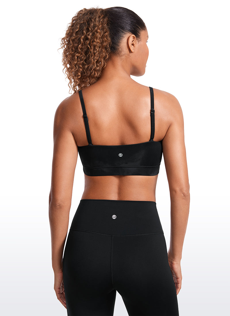 CRZ YOGA Bra Olahraga Wanita dengan Tali Tipis Model Spaghetti yang Dapat Disesuaikan, Motif Tie-Dye Bunga-bunga, Warna Hitam, Model " Butterluxe  "
