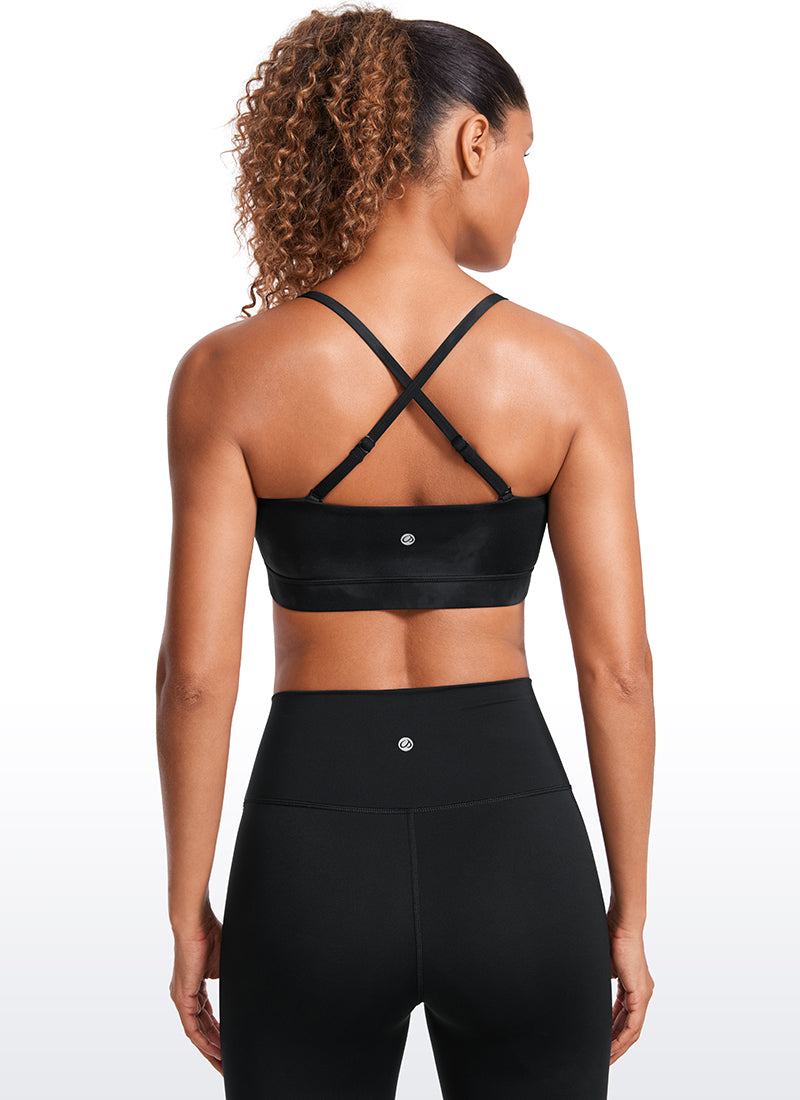 CRZ YOGA Bra Olahraga Wanita dengan Tali Tipis Model Spaghetti yang Dapat Disesuaikan, Motif Tie-Dye Bunga-bunga, Warna Hitam, Model " Butterluxe  "
