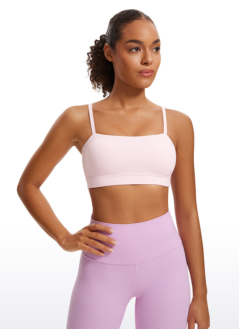 CRZ YOGA Bra Olahraga Wanita dengan Tali Tipis Model Spaghetti yang Dapat Disesuaikan, Model " Butterluxe  ", Warna Strawberry Pink