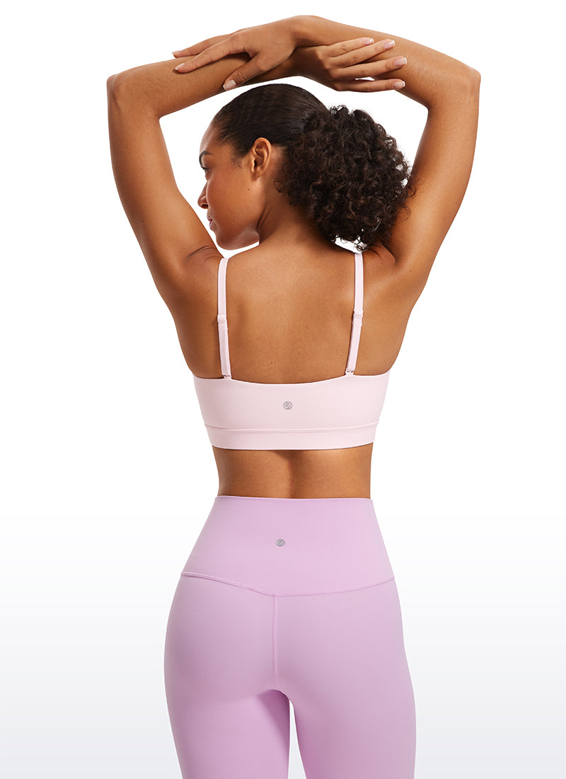 CRZ YOGA Bra Olahraga Wanita dengan Tali Tipis Model Spaghetti yang Dapat Disesuaikan, Model " Butterluxe  ", Warna Strawberry Pink