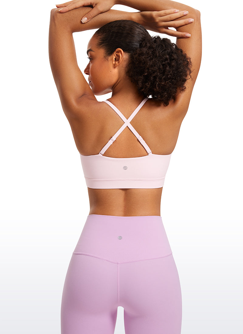 CRZ YOGA Bra Olahraga Wanita dengan Tali Tipis Model Spaghetti yang Dapat Disesuaikan, Model " Butterluxe  ", Warna Strawberry Pink