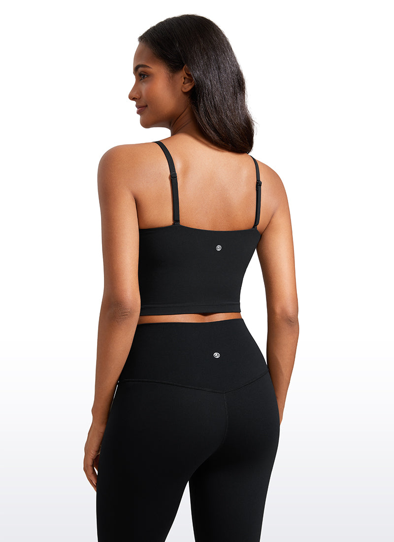 Bra Olahraga Wanita CRZ YOGA Butterluxe Panjang dengan Tali Tipis yang Dapat Disesuaikan Hitam