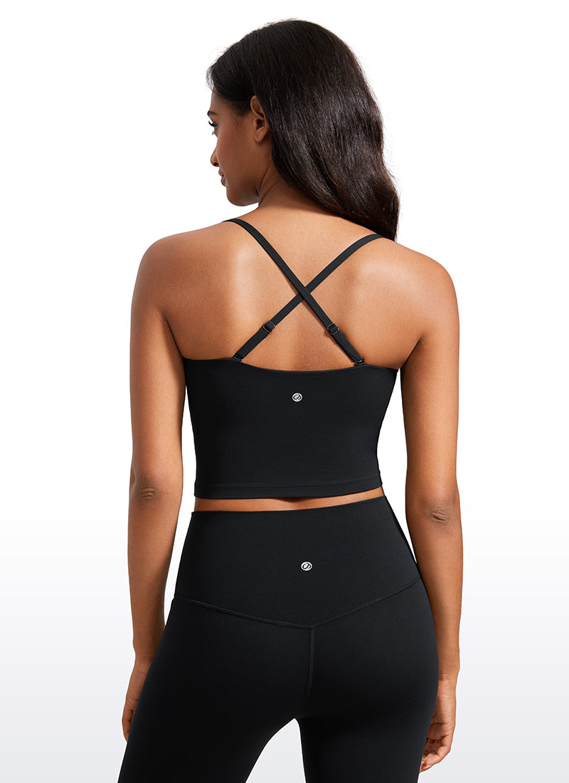 Bra Olahraga Wanita CRZ YOGA Butterluxe Panjang dengan Tali Tipis yang Dapat Disesuaikan Hitam