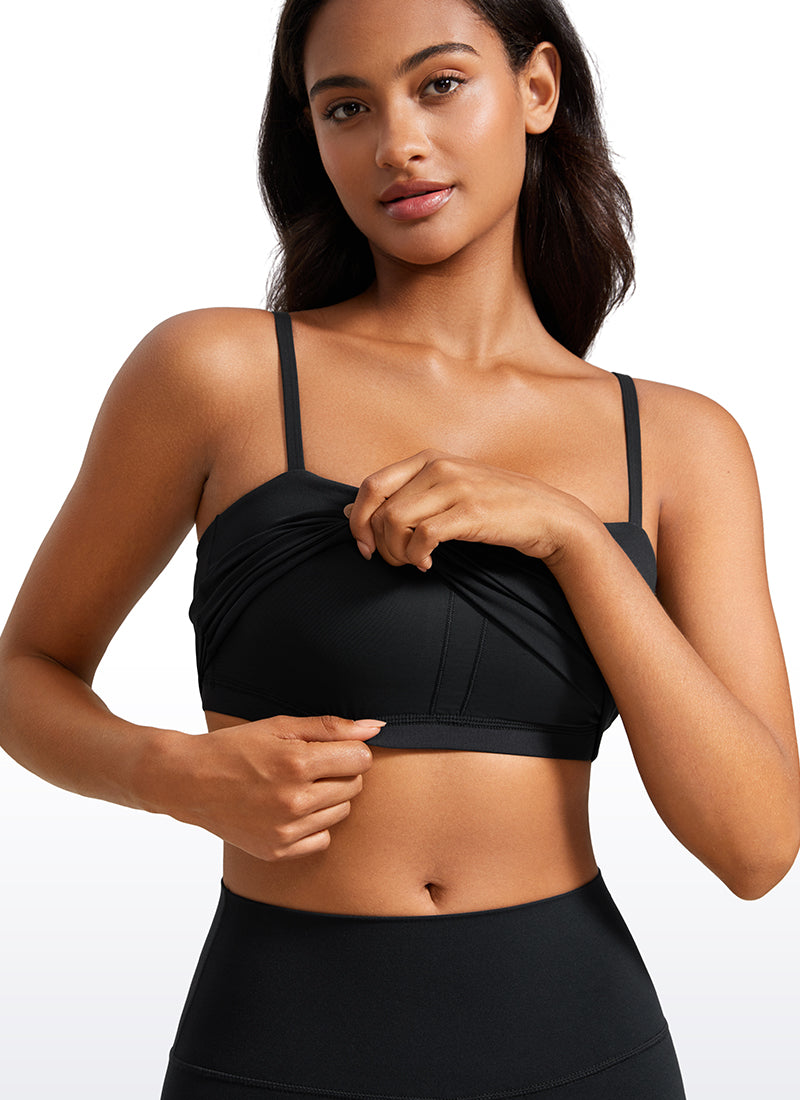 Bra Olahraga Wanita CRZ YOGA Butterluxe Panjang dengan Tali Tipis yang Dapat Disesuaikan Hitam